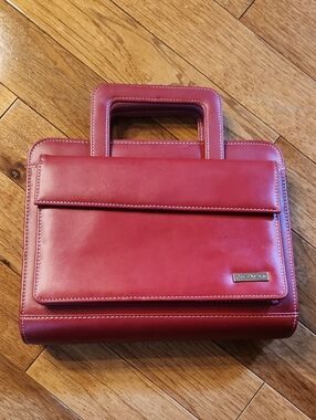 Franklin Covey Red Structured Top-Handle Briefcase